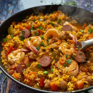 Authentic jambalaya recipe with chicken, shrimp, and sausage