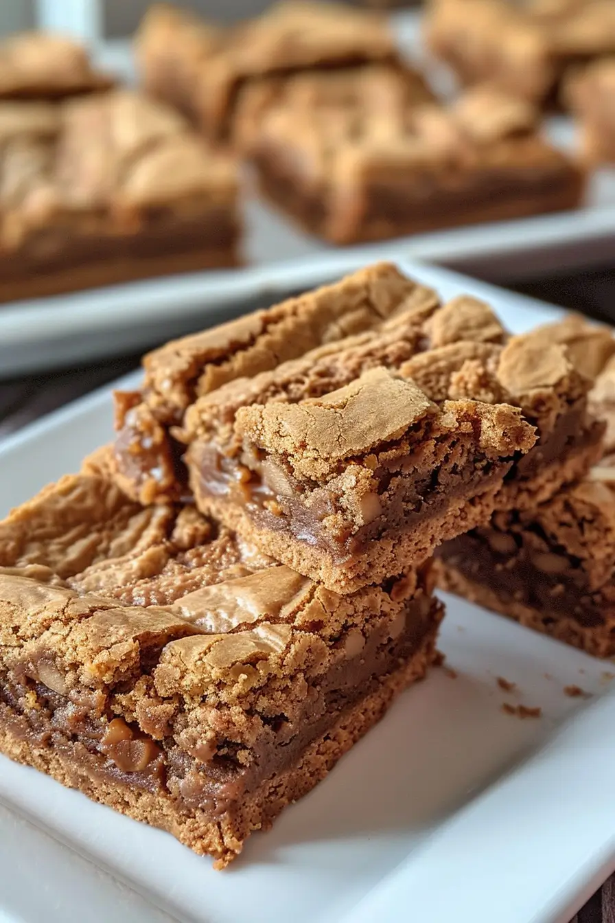 Serving Biscoff Blondies Recipe squares
