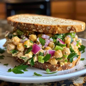 Chickpea Salad Sandwich on a plate