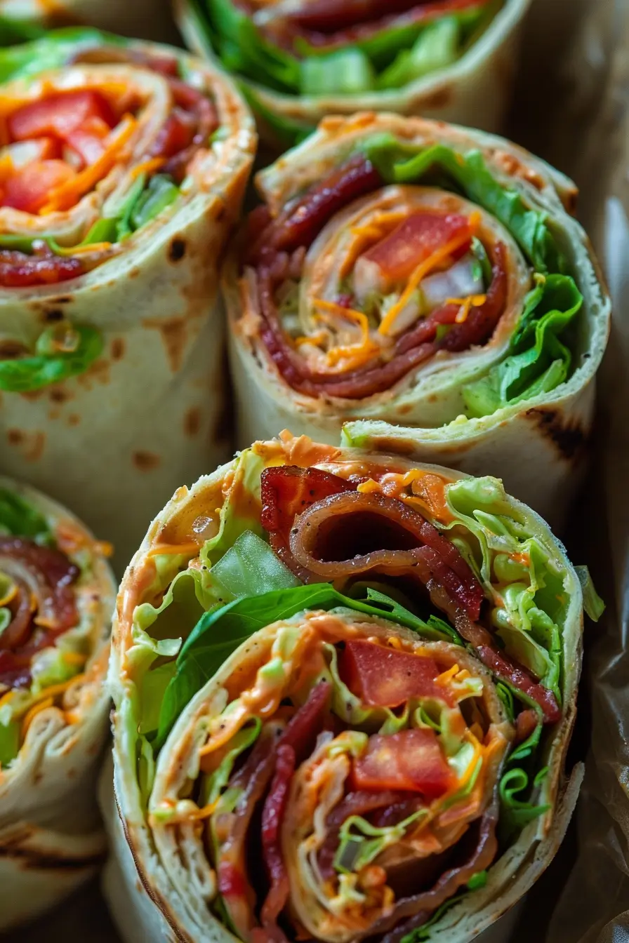 asy BLT Pinwheel Sandwiches on a serving platter