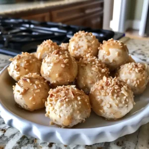 Frozen Greek Yogurt Peanut Butter Bites on a white plate