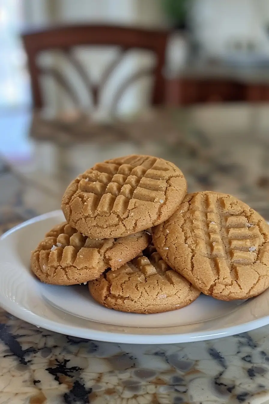 Peanut butter cookies served with milk