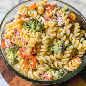 Creamy Ranch Pasta Salad with Fresh Vegetables and Cheese