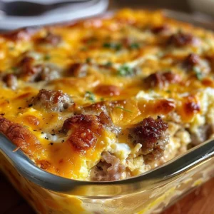 Sausage and Egg Casserole Recipe in a Glass Baking Dish