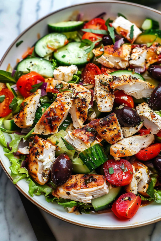 GREEK SALAD WITH CHICKEN