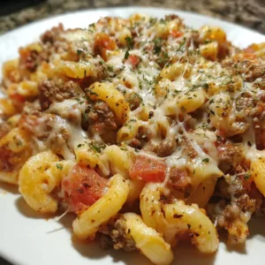 Delicious Beef Lombardi Casserole with beef, pasta, and cheese
