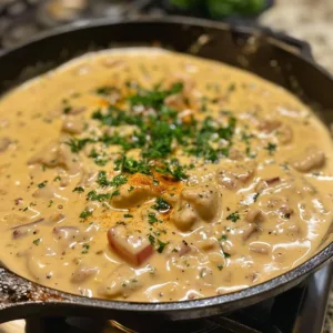 Delicious Cajun Cream Sauce drizzled over pasta and shrimp