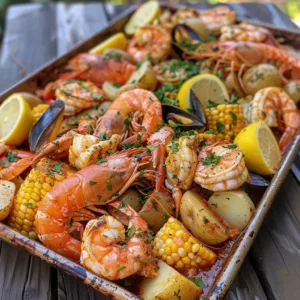 Cajun seafood boil with shrimp, crab, and sausage in garlic butter sauce