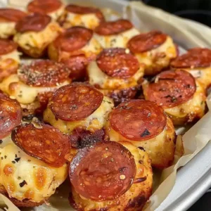 Cheesy keto pepperoni bites served on a plate