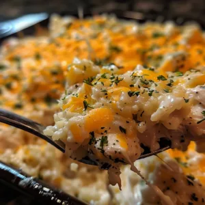 Creamy low carb chicken casserole dish served in a bowl