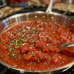 Delicious homemade marinara sauce in a bowl with fresh ingredients