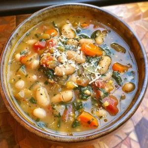 Bowl of Ina Garten's Tuscan White Bean Soup served with fresh herbs