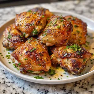 Oven baked boneless chicken thighs cooked to golden perfection