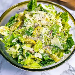 Fresh Lemon Parmesan Lettuce Salad served in a bowl