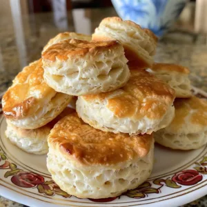 Freshly baked buttermilk biscuits on a serving plate