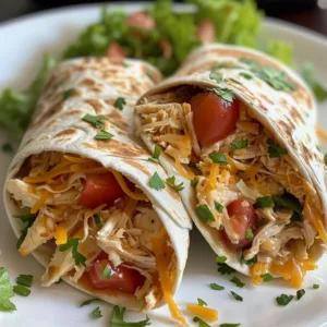 Flavorful cheesy garlic chicken wraps ready to serve for lunch or dinner.
