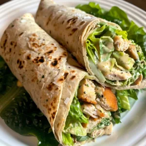 Chopped Chicken Caesar Salad Wrap with fresh ingredients and crispy romaine