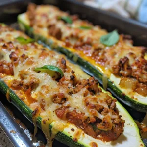 Easy ground beef zucchini boats stuffed with flavorful ingredients