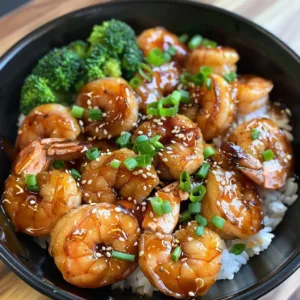 Honey Garlic Shrimp Bowl with rice and vegetables
