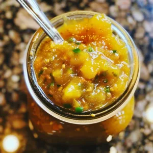 Homemade Jalapeño Peach Jam in a jar with fresh peaches and jalapeños