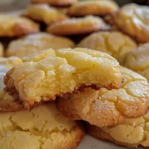 Freshly baked lemon gooey butter cookies on a cooling rack