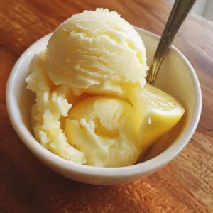 Delicious homemade lemon sorbet dessert in a bowl
