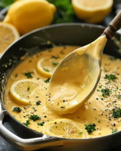 Delicious creamy lemon sauce served over pasta for a flavorful meal.