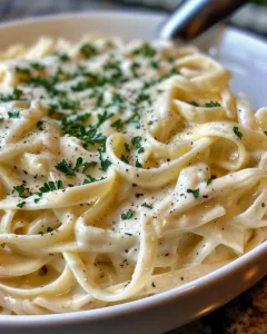 Homemade Alfredo sauce made with cream, cheese, and butter.