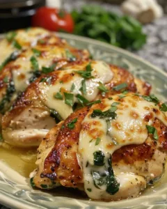 Ruth's Chris Stuffed Chicken served with elegant presentation and rich flavors.