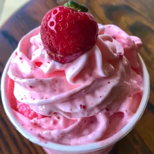 Refreshing Strawberry Dole Whip dessert served in a bowl