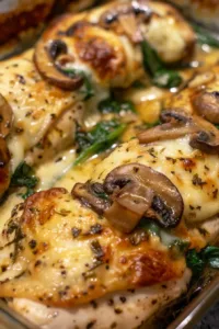 Low carb chicken spinach mushroom oven dish for healthy meals
