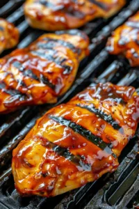 Juicy classic grilled BBQ chicken on the barbecue grill