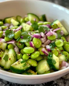 Fresh Cucumber Edamame Salad with vibrant vegetables and a healthy dressing