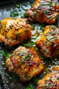 Juicy boneless skinless oven chicken thighs cooked to perfection