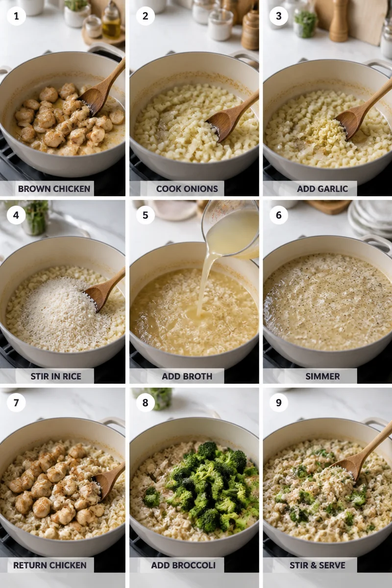 One Pan Creamy Chicken & Broccoli Rice (Easy 30-Minute Weeknight Dinner)