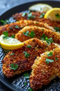 Crispy, juicy Italian chicken cutlets served with fresh herbs