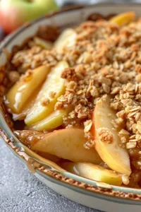 Delicious easy apple crisp dessert with apples and crumb topping