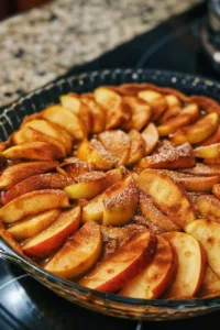 Delicious bowl of easy cinnamon apples, ready for serving and enjoying.