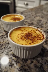 Bowl of creamy homemade egg custard dessert