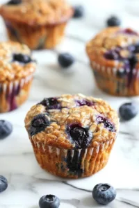 High-protein blueberry cottage cheese muffins fresh out of the oven