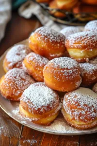 Freshly made Vanilla French Beignets dusted with powdered sugar
