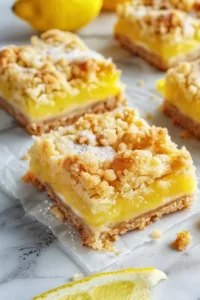 Delicious zesty lemon crumb bars with a crumbly topping