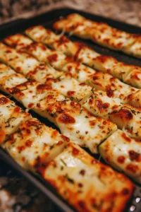 Low carb zucchini breadsticks fresh out of the oven on a cooling rack.