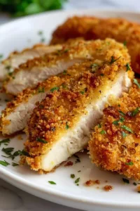 Copycat Longhorn Parmesan Crusted Chicken with crispy coating and parmesan