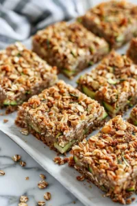 Delicious easy zucchini crisp bars ready to be served