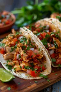 Deliciously juicy chicken street tacos served with fresh toppings.